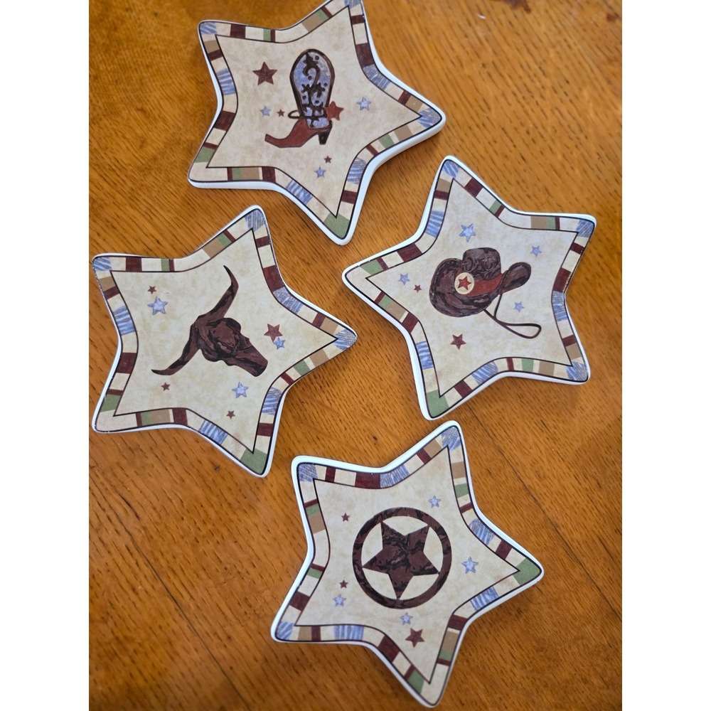 Canyon Ranch Collection Stoneware Star Coasters Western Theme Set of 4